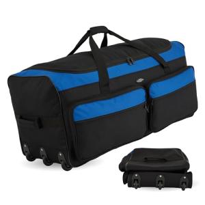 Travelers Club 3-Wheel Rolling Expandable Duffle Bag, Black/Blue, 36-Inch