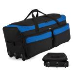 Travelers Club 3-Wheel Rolling Expandable Duffle Bag, Black/Blue, 36-Inch