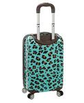 Rockland Safari Hardside Spinner Wheel Luggage, Blue Leopard, Carry-On 20-Inch