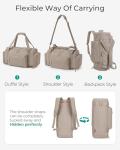 BAGSMART 4-IN-1 Gym Bag for Women, TSA Lightweight Duffle Bag for Travel with Shoe Compartment & Wet Pocket, 30L Carry On Weekender Bags for Women,Water Resistant Travel Duffel Backpack,Camel