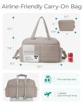 BAGSMART Gym Bag for Women, Lightweight Puffer Duffle Bag 2-PC Travel Bag, 31L Weekender Overnight Bag Quilted Carry On Tote Bag, Diaper Hospital Dance bag for Travel, Gym, Water Resistant, Camel