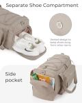 BAGSMART 4-IN-1 Gym Bag for Women, TSA Lightweight Duffle Bag for Travel with Shoe Compartment & Wet Pocket, 30L Carry On Weekender Bags for Women,Water Resistant Travel Duffel Backpack,Camel