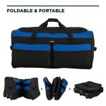Travelers Club 3-Wheel Rolling Expandable Duffle Bag, Black/Blue, 36-Inch