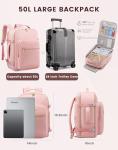 LOVEVOOK Travel Backpack for Women, Carry on Backpack for Airplanes, TSA 18inch Laptop Backpack with Toiletry Bag Carry on Bags for Airplanes Casual Daypack for Weekender Overnight Hiking, Pink