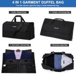 Garment Bags for Travel Large Suit Bag for Men Carry On Garment Bag Convertible Garment Duffle Bag with Shoes Compartment,2 in 1 Hanging Dress Suitcase Suit Travel Bags,Black