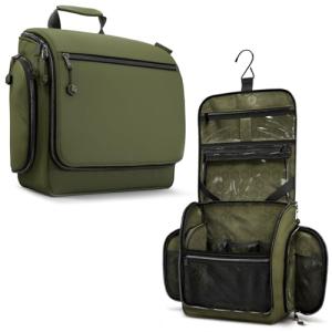 VENTURE 4TH Hanging Travel Toiletry Bag for Women & Men - Travel Organizer with Expandable Compartments & Removable Clear Pouch for Toiletries (Forest Green)