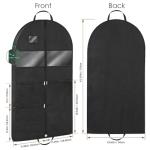 Mber 43" Gusseted Heavy Duty Garment Bags for Travel with Accessories Zipper Pocket Shoe Storage, Hanging Clothes Travel Bag for Dresses, Suit, Coats, Tuxedo, Gowns Travel Essential, Black, 1 pack