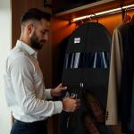 Mber 43" Gusseted Heavy Duty Garment Bags for Travel with Accessories Zipper Pocket Shoe Storage, Hanging Clothes Travel Bag for Dresses, Suit, Coats, Tuxedo, Gowns Travel Essential, Black, 1 pack