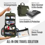 VENTURE 4TH Hanging Travel Toiletry Bag for Women & Men - Travel Organizer with Expandable Compartments & Removable Clear Pouch for Toiletries (Forest Green)