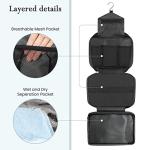 Maliton Toiletry Bag for Men & Women Travel Toiletry Bag Hanging Toiletry Bag Hygiene Organizer with 4 Compartments Waterproof Bathroom Shower Bag Large Toiletries Travel Bag(Black)