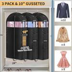 MISSLO 10" Gusseted Garment Bags for Hanging Clothes Compression 43" Suit Bags for Closet Storage Space Saver Clothes Bags for Travel Suit Cover Bags, 3 Packs