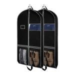 Zilink Garment Bags Suit Bag for Travel and Storage 43 inches Gusseted Suit Cover Protector for Closet with 2 Large Pockets and 2 Carry Handles for Suit Coat, Dress, Set of 2