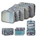 Easortm 9 Set Packing Cubes for Carry on Suitcase, Luggage Bags for Travel Packing Organizers Cubes, Luggage Organizer for Travel Accessories.(Blue Flower)