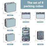 Easortm 9 Set Packing Cubes for Carry on Suitcase, Luggage Bags for Travel Packing Organizers Cubes, Luggage Organizer for Travel Accessories.(Blue Flower)