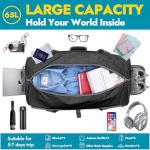 Canway 65L Travel Duffel Bag, Foldable Weekender Bag with Shoes Compartment for Men Women Water-proof & Tear Resistant (Panther Black, 65L)