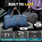 Canway 65L Travel Duffel Bag, Foldable Weekender Bag with Shoes Compartment for Men Women Water-proof & Tear Resistant (Panther Black, 65L)