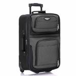 Travel Select Amsterdam 21-Inch Softside Expandable Carry-On Luggage, Lightweight 2-Wheel Upright, Expandable, TSA Lock, Gray