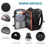 Rcrirth Carry On Travel Backpack for Airplanes | 35L Suitcase Backpack Luggage Business Weekender Bag - Expandable Travel Carry On Flight Approved for Men Women - Black