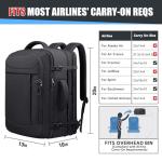 Travel Backpack,Expandable 40-50L Carry On Backpack,Extra Large Anti-Theft TSA Flight Approved Large Weekender Daypack Bag for Men and Women, Waterproof Pocket Lightweight Travel Gifts for Men,Black