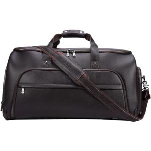 STAR VISTA Voyager-03 Luxury Convertible Garment Duffel Bag, Full Grain Pebbled Leather, Premium Canvas Lining, 22x12x12 Inch Carry-On, with Backpack Mode, Shoe Compartment