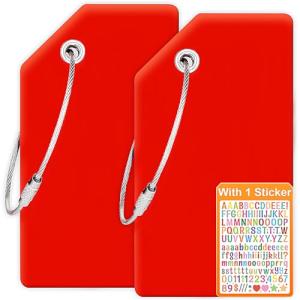 Vavious Personalized Luggage Tags 2 Pack Silicone Flexible Quickly Spot Bag Tag Privacy Protection Suitcase Labels with Name Cards Travel Must Have (Red * 1 DIY Sticker)
