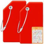 Vavious Personalized Luggage Tags 2 Pack Silicone Flexible Quickly Spot Bag Tag Privacy Protection Suitcase Labels with Name Cards Travel Must Have (Red * 1 DIY Sticker)