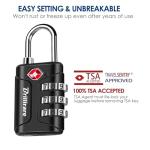 BRILLIRARE 4 Pack TSA Approved Luggage Locks, Combination Travel Padlock, 3-Digit Waterproof Lock, TSA Accepted Outdoor Keyless Resettable Lock for Lockers, Bags, Backpack, Gym, Gate-Black