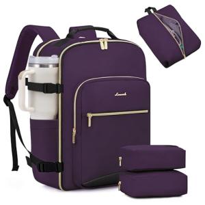 LOVEVOOK 40L Large Travel Backpack for Women Men, 17 Inch Carry on Backpack for Traveling on Airplane, Personal Item Travel Bag Airline Approved, Business Causal Weekender Backpack, Purple-Black