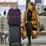 LOVEVOOK 40L Large Travel Backpack for Women Men, 17 Inch Carry on Backpack for Traveling on Airplane, Personal Item Travel Bag Airline Approved, Business Causal Weekender Backpack, Purple-Black