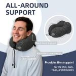 Travel Pillow with Extra Large Hood for Airplane Long Flights Privacy and Comfort Memory Foam with Skin-Friendly Cover for Road Trip Head&Neck Support for Plane Office Cars Sleeping & Rest (Grey)