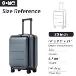Coolife Luggage Suitcase Piece Carry On ABS+PC Spinner Trolley with pocket Compartmnet(Night navy, 20in(carry on))