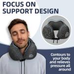Travel Pillow with Extra Large Hood for Airplane Long Flights Privacy and Comfort Memory Foam with Skin-Friendly Cover for Road Trip Head&Neck Support for Plane Office Cars Sleeping & Rest (Grey)