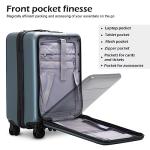 Coolife Luggage Suitcase Piece Carry On ABS+PC Spinner Trolley with pocket Compartmnet(Night navy, 20in(carry on))