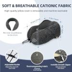 Travel Pillow with Extra Large Hood for Airplane Long Flights Privacy and Comfort Memory Foam with Skin-Friendly Cover for Road Trip Head&Neck Support for Plane Office Cars Sleeping & Rest (Grey)