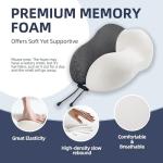 Travel Pillow with Extra Large Hood for Airplane Long Flights Privacy and Comfort Memory Foam with Skin-Friendly Cover for Road Trip Head&Neck Support for Plane Office Cars Sleeping & Rest (Grey)