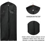 Travel Garment Bag Lightweight Water-Resistant Material Black Zipped Travel Suit Garment Bag For Carrying And Storing Outfits 43x23 Inch