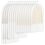 15 Pack Garment Bag with Zipper Plastic Garment Bags for Hanging Clothes Dresses Clear Suit Cover Bags for Closet Storage Short Coats, Jackets, Shirts 24" x 40"/47"/55"