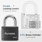 Puroma 2 Pack Keyed Padlock with 3 Keys Alike, 1.1 Inch Locker Lock 40mm Heavy-Duty Locks for Gate Fence Hasp Cabinet Toolbox School Gym Locker (Black)