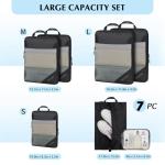 PFEYRPK Compression Packing Cubes for Travel - Compressible, Lightweight, and Space-Saving Packing Cubes, Travel Essentials for Efficient Organizers (Black, 7 Set)