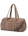 Quilted Travel Duffle Bag for Women Weekender Bag Large Puffer Overnight Bags Soft Puffy Duffel Bag Carry on Gym Bag Lightweight Personal Item Travel Bag for Trips Business Sport Airplane (Khaki)