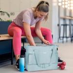 ETRONIK Gym Bag for Women, Personal Item Travel Duffel Bag with Shoes Compartment, Weekender Overnight Bag with Wet Pocket & USB Charging Port, Carry On Bag for Women, Travel, Gym (Haze Blue)