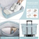 ETRONIK Gym Bag for Women, Personal Item Travel Duffel Bag with Shoes Compartment, Weekender Overnight Bag with Wet Pocket & USB Charging Port, Carry On Bag for Women, Travel, Gym (Haze Blue)