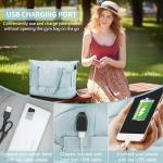 ETRONIK Gym Bag for Women, Personal Item Travel Duffel Bag with Shoes Compartment, Weekender Overnight Bag with Wet Pocket & USB Charging Port, Carry On Bag for Women, Travel, Gym (Haze Blue)