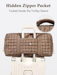 Quilted Travel Duffle Bag for Women Weekender Bag Large Puffer Overnight Bags Soft Puffy Duffel Bag Carry on Gym Bag Lightweight Personal Item Travel Bag for Trips Business Sport Airplane (Khaki)