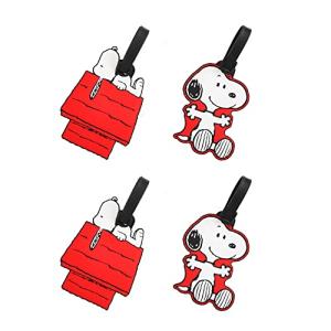 Peanuts Snoopy Luggage Tags 4 Pack Official License, PVC Snoopy Bag Tags and Travel Tags for Luggage, Backpacks, and More