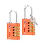 Forge Dual-Opening: Key or Combination Access Lock, TSA Approved Locks for Luggage, Pelican case, Travel, Gym, School, Stainless Steel Shackle.(Orange, 2 Pk)