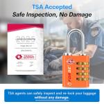 Forge Dual-Opening: Key or Combination Access Lock, TSA Approved Locks for Luggage, Pelican case, Travel, Gym, School, Stainless Steel Shackle.(Orange, 2 Pk)