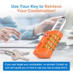 Forge Dual-Opening: Key or Combination Access Lock, TSA Approved Locks for Luggage, Pelican case, Travel, Gym, School, Stainless Steel Shackle.(Orange, 2 Pk)