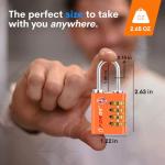 Forge Dual-Opening: Key or Combination Access Lock, TSA Approved Locks for Luggage, Pelican case, Travel, Gym, School, Stainless Steel Shackle.(Orange, 2 Pk)