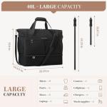 Maelstrom Gym Bag for Women,40L Travel Duffel Bag with Shoes Compartment and Wet Pocket,Waterproof Carry On Weekender Bag,Sport Gym Tote Bags Swimming Yoga, Hospital Holdalls-Black